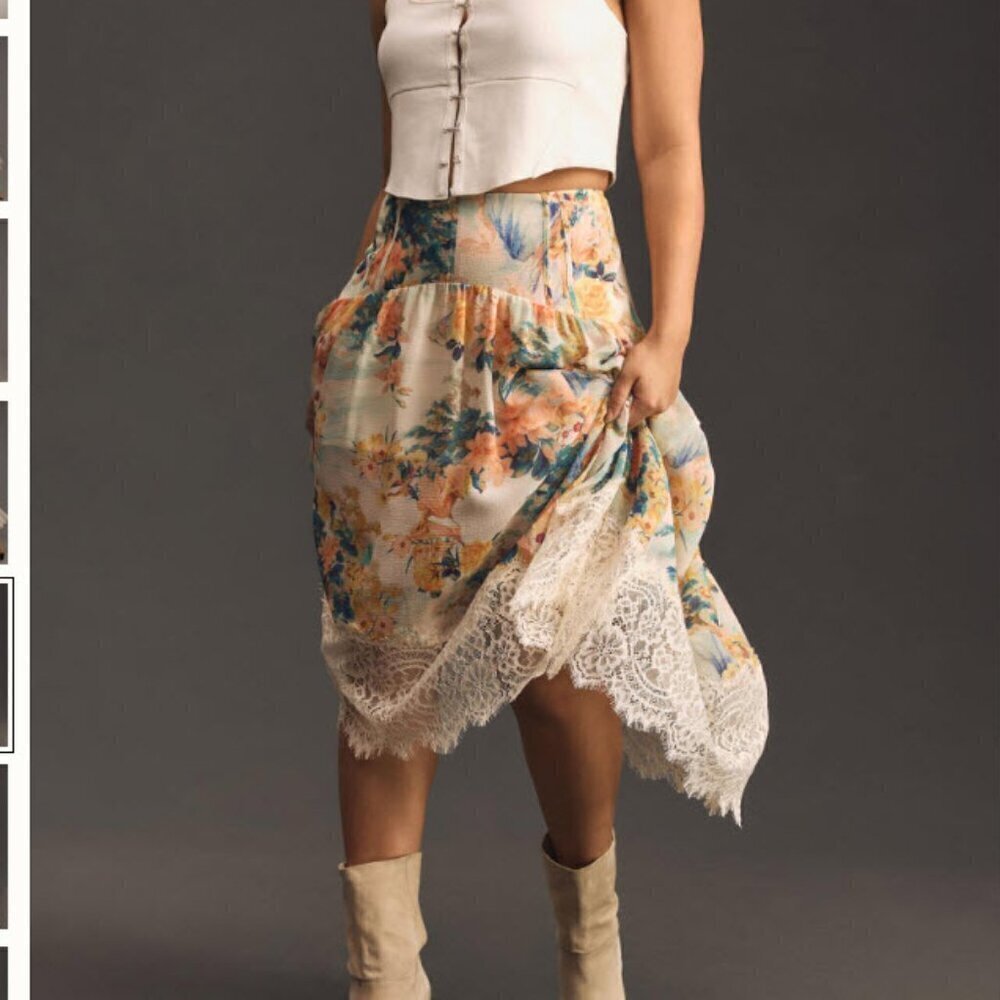NWOT Anthropologie Asymmetrical Lace A-Line Skirt Small - Chic & Unique Closet E - Picture 10 of 13